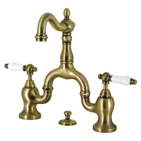 Kingston Brass Bridge Bathroom Faucet with Brass PopUp, Antique Brass KS7973PL